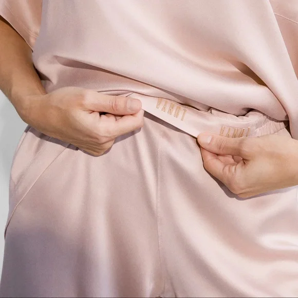 Elegant Pink Satin Loungewear Set